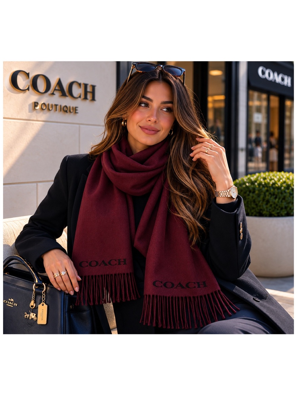 COACH Double Faced Cashmere Muffler Scarf (CB694).